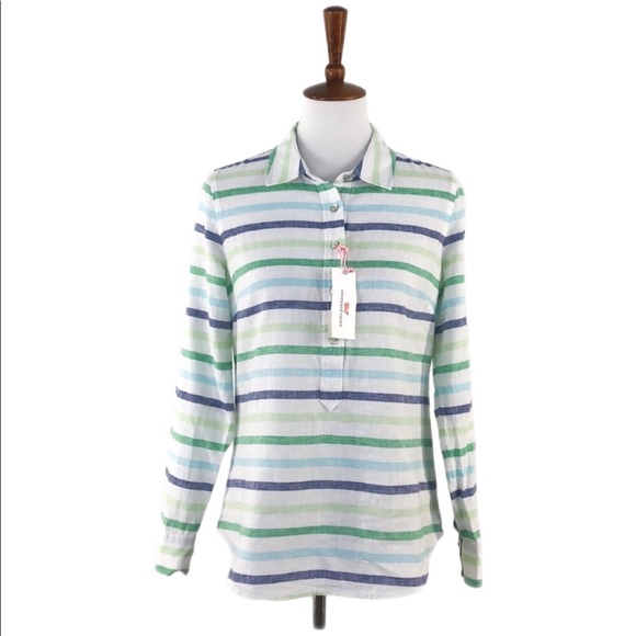 Vineyard Vines Tops - Vineyard Vines Gustavia Stripe Linen Blend Popover, NWT